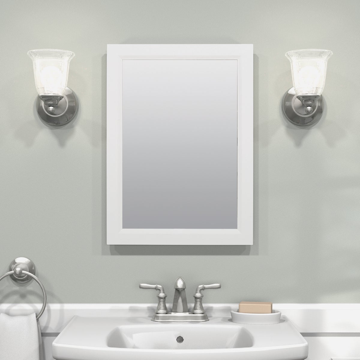 Zenith White 16 In. W x 22 In. H x 5 D Single Mirror Surface/Recess Mount Framed Medicine Cabinet Image 2