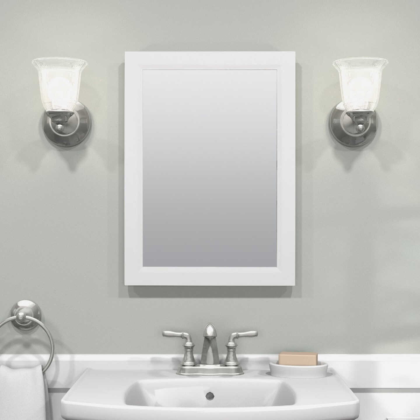 Zenith White 16 In. W x 22 In. H x 5 D Single Mirror Surface/Recess Mount Framed Medicine Cabinet Image 2