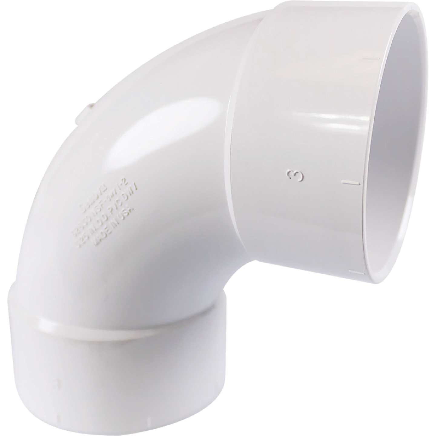 Charlotte Pipe 3 In. Schedule 30 90 Deg. Sanitary DWV PVC Elbow (1/4 Bend) Image 1