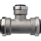 QuickFitting 1 In. x 1 In. x 3/4 In. Push-to-Connect Stainless Steel Reducing Tee Image 1
