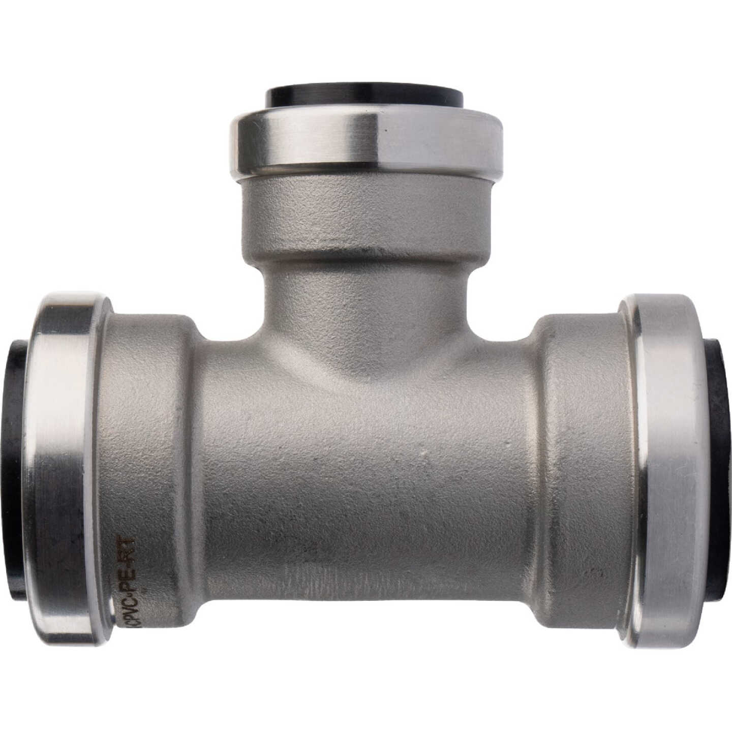 QuickFitting 1 In. x 1 In. x 3/4 In. Push-to-Connect Stainless Steel Reducing Tee Image 1