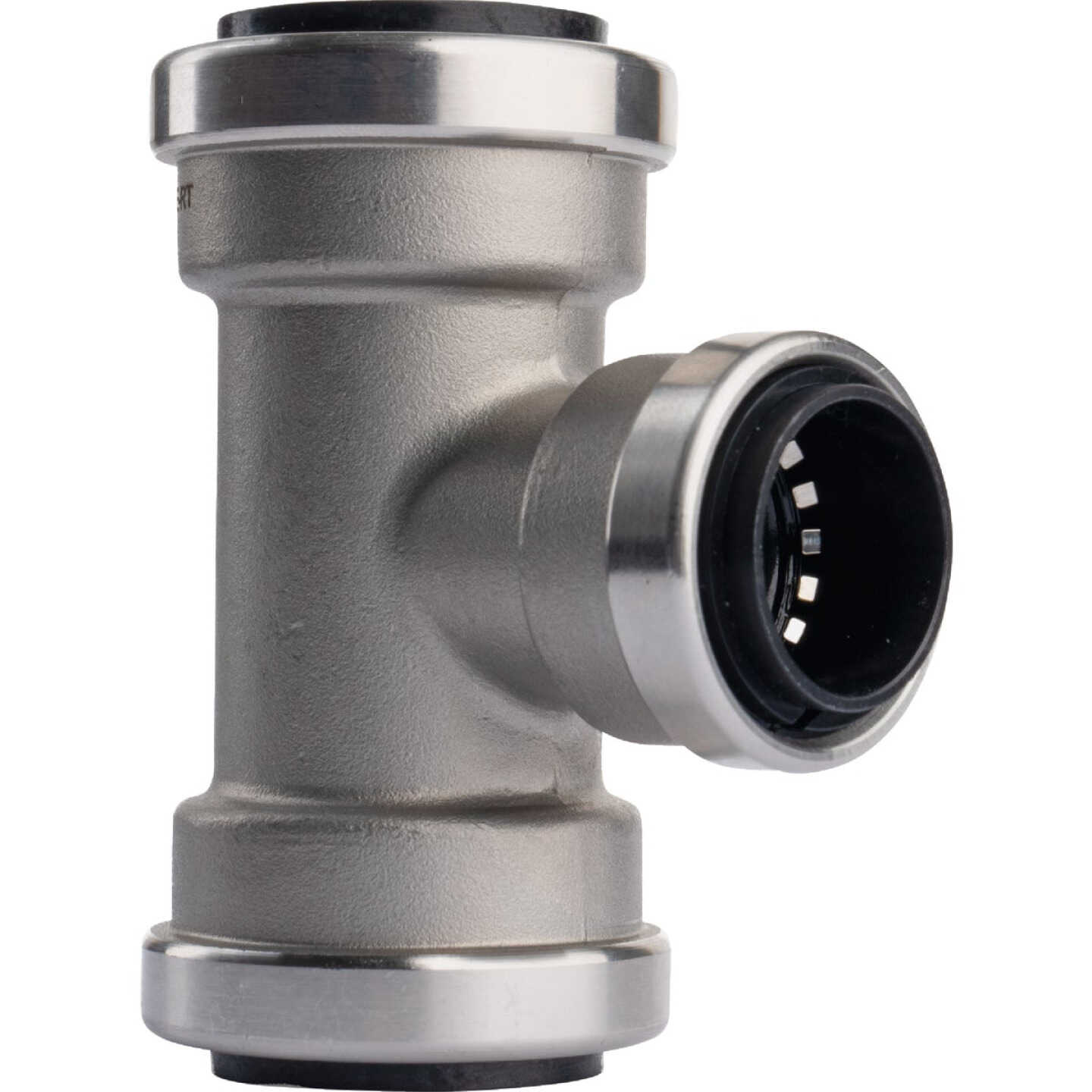 QuickFitting 1 In. x 1 In. x 3/4 In. Push-to-Connect Stainless Steel Reducing Tee Image 4