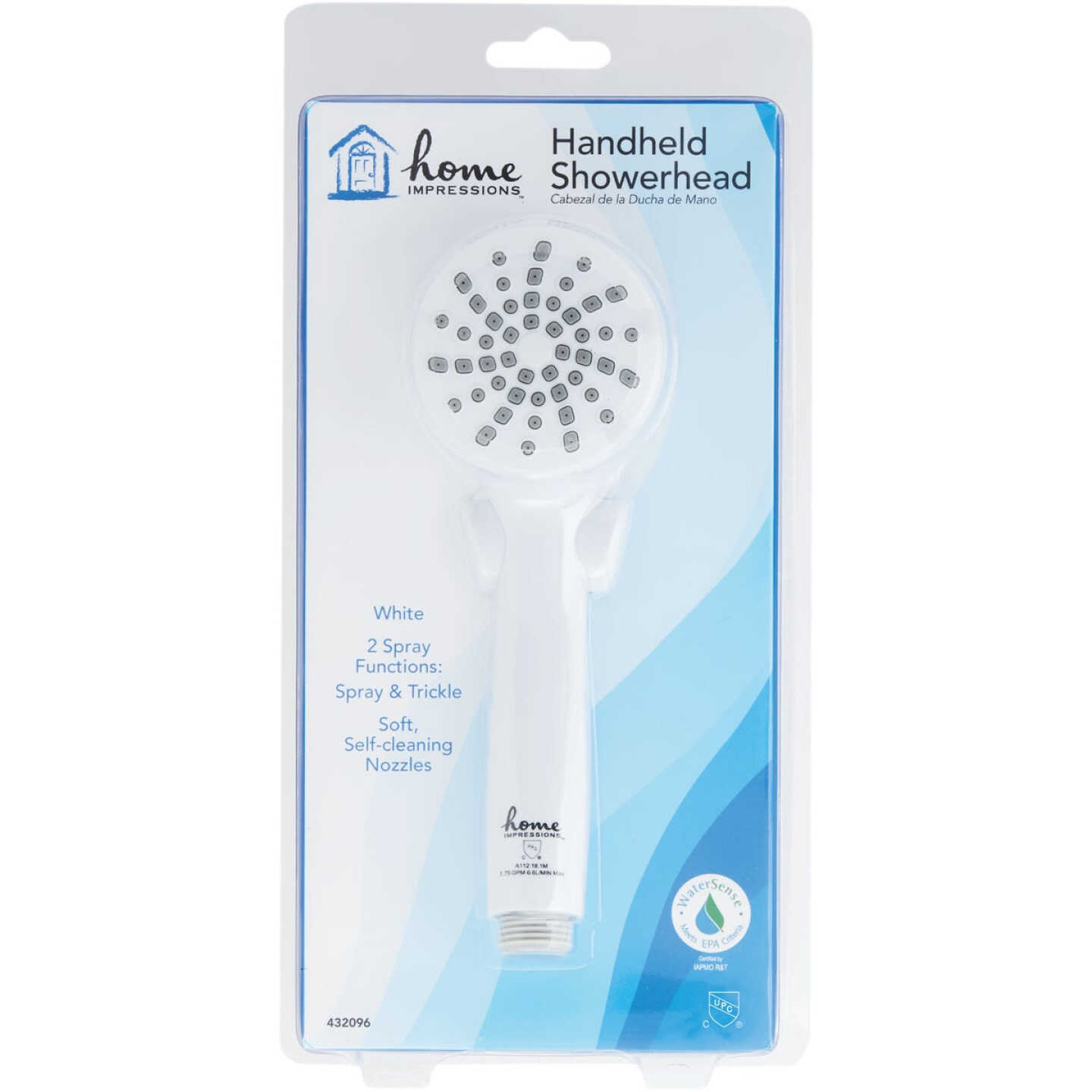 Home Impressions 2-Spray 1.8 GPM Handheld Shower Head, White Image 2