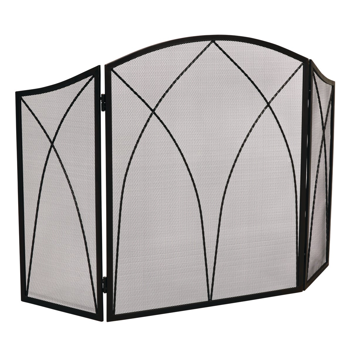Home Impressions 3-Panel Black Mesh Decorative Fireplace Screen Image 1
