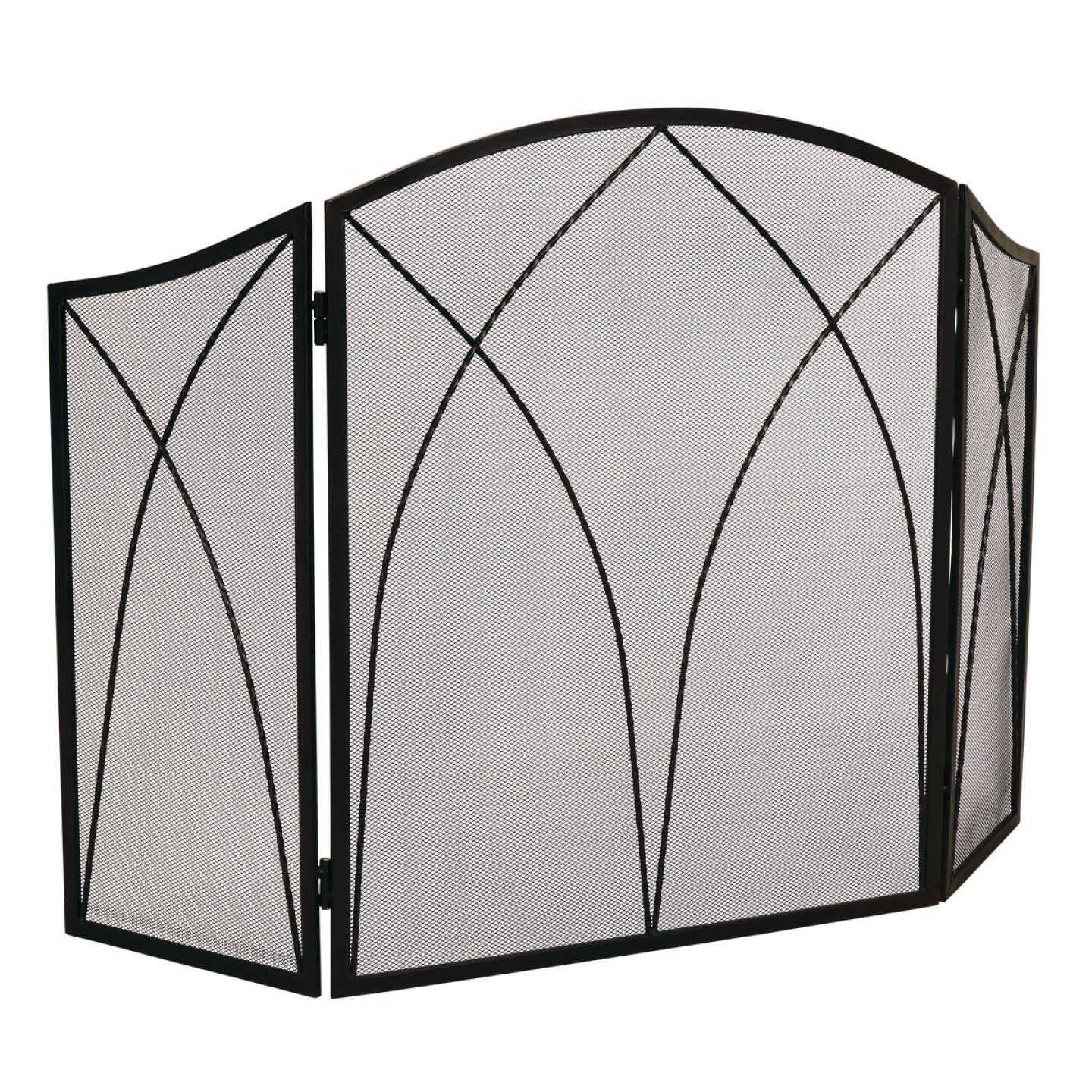 Home Impressions 3-Panel Black Mesh Decorative Fireplace Screen Image 1
