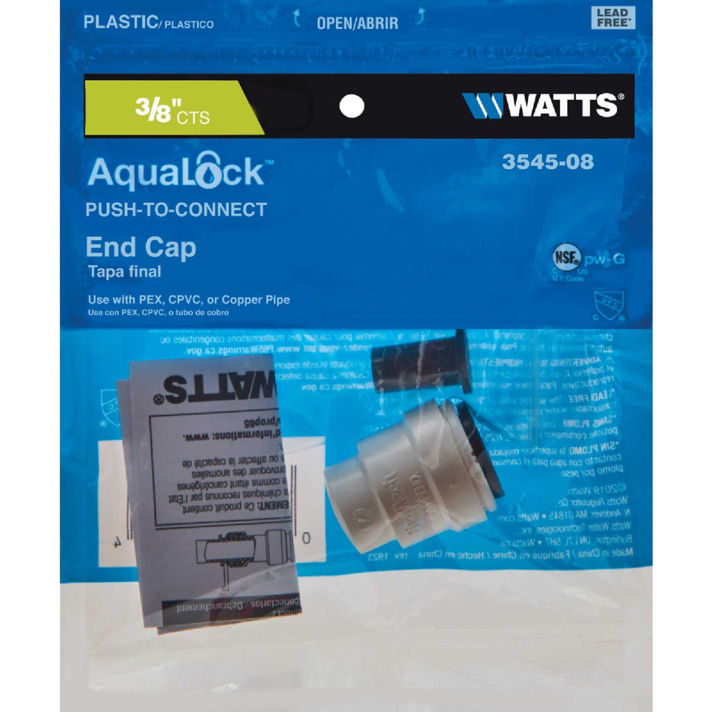 Watts Aqualock 3/8 In. Push-to-Connect Plastic Cap Image 2