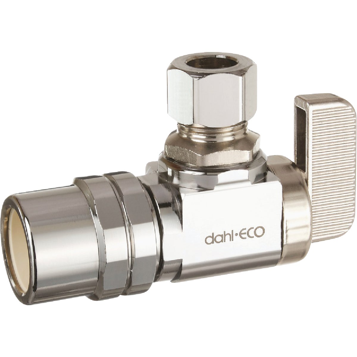 dahl 1/2 In. Fem CPVC x 3/8 In. OD Comp Angle Plated Supply Stop Image 1