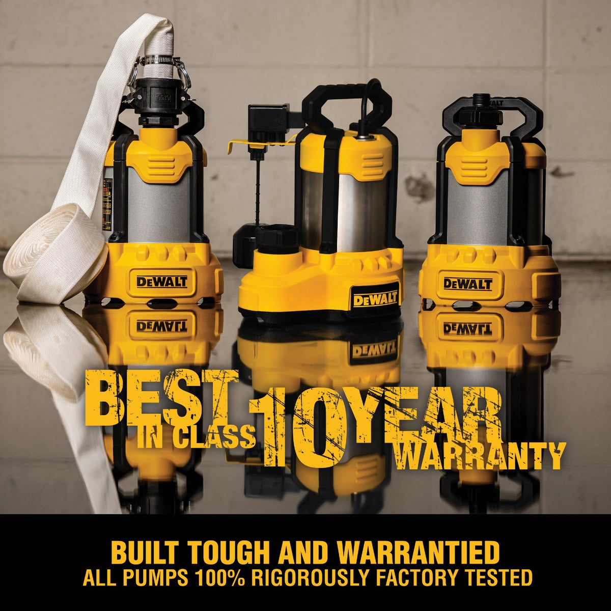 DEWALT 1/3 HP Cast Aluminum Submersible Utility Pump with Industrial Hose Kit Image 6