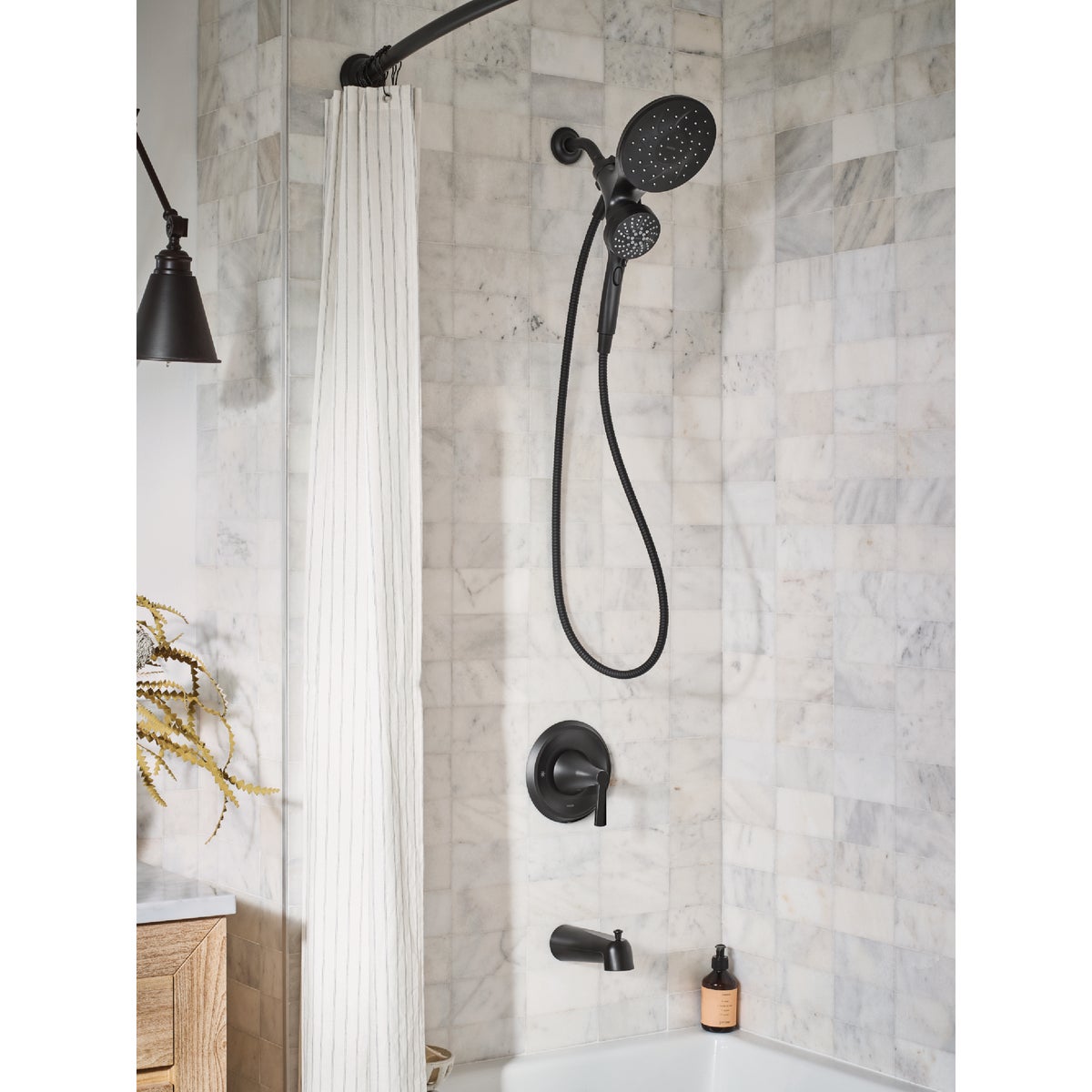 Moen Mikah Matte Black 1-Handle Tub & Shower Faucet Image 2