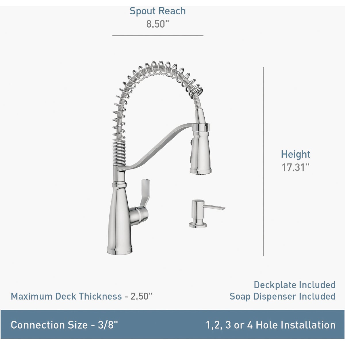 Moen Nolia 1-Handle Pull-Down Widespread Kitchen Faucet, Chrome Image 4
