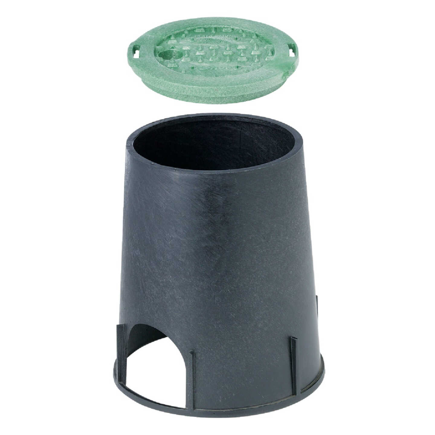 NDS 7 In. Round Black & Green Valve Box with Cover Image 1
