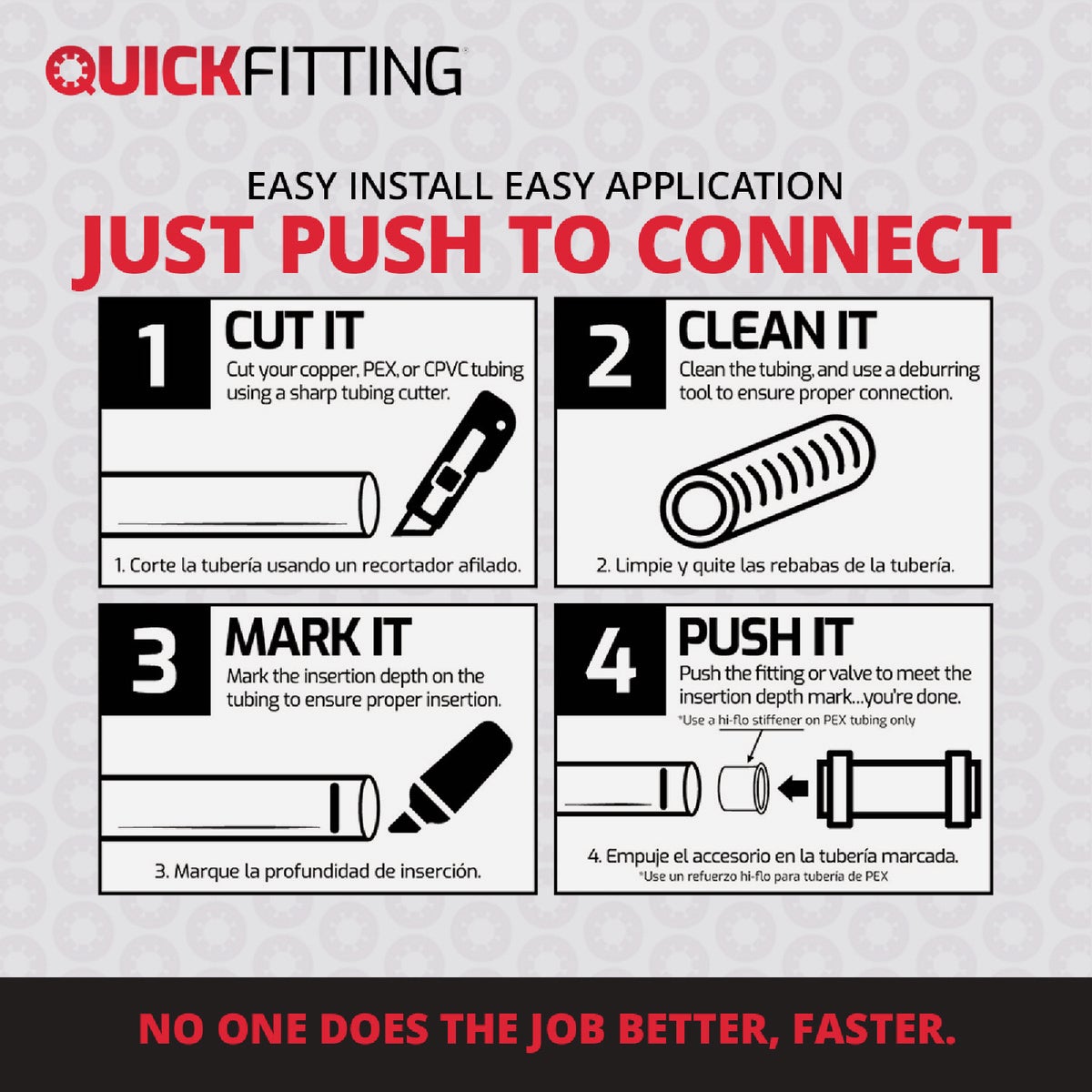 QuickFitting 1/2 In. Push-to-Connect x 3/4 In. FIP x 18 In. Braided Stainless Steel Water Heater Connector Hose Image 3