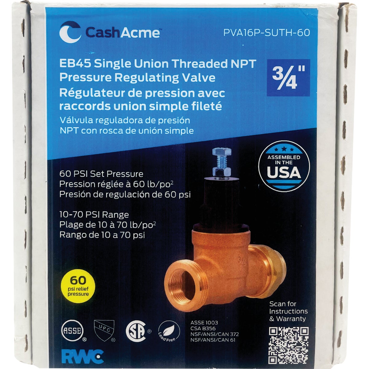Cash Acme 3/4 In. EB45 Brass Pressure Regulating Valve Image 2