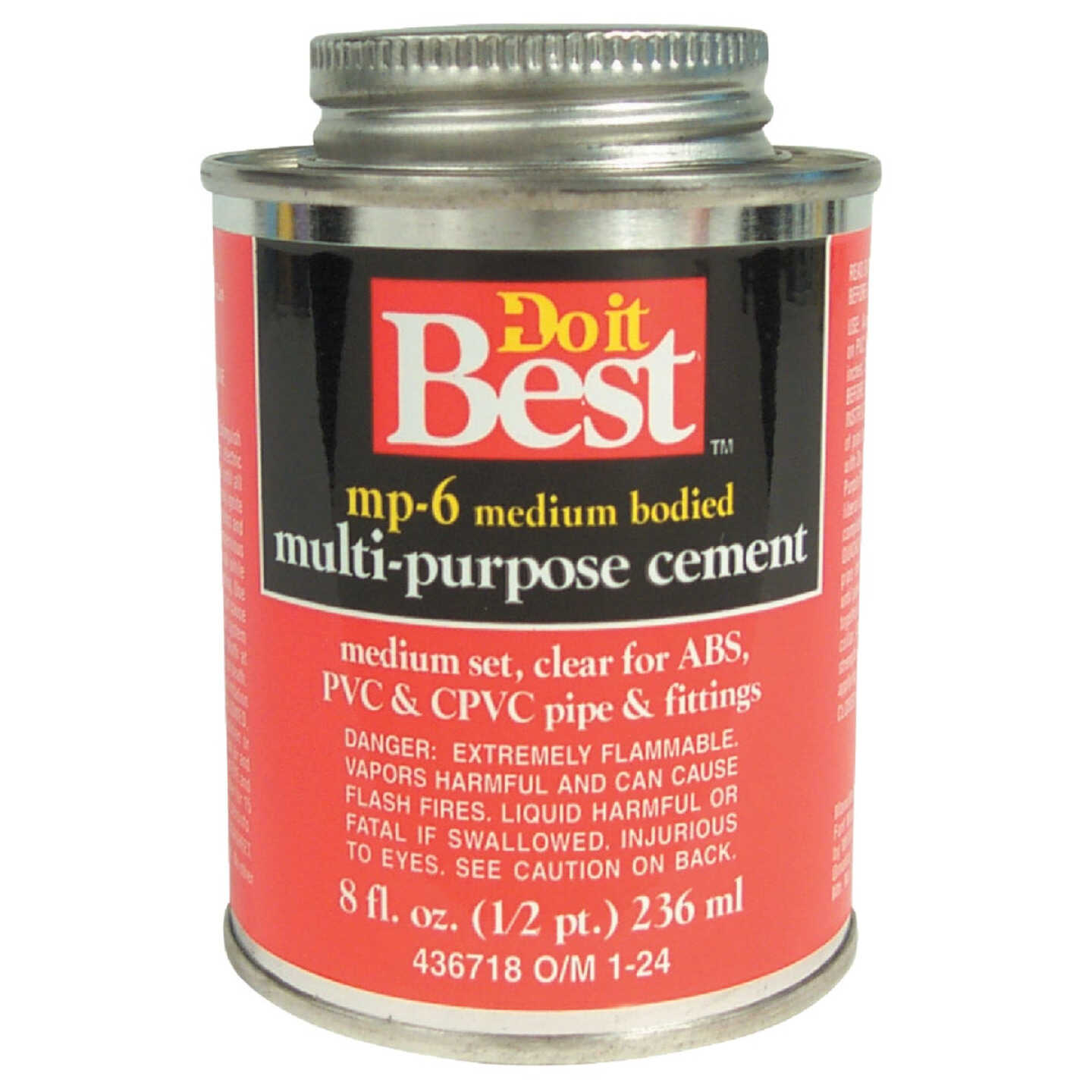Do it Best 8 Oz. Medium Bodied Clear Multi Purpose Solvent Cement Image 1