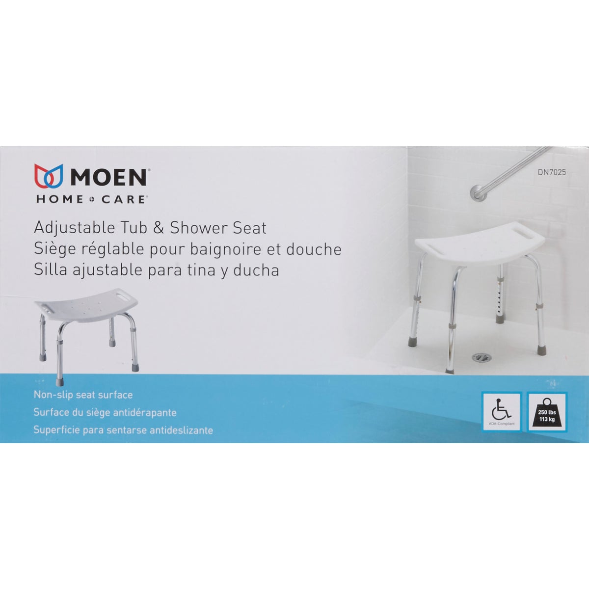 Moen Home Care 300 Lb. Capacity Shower & Tub Seat, Glacier Image 2