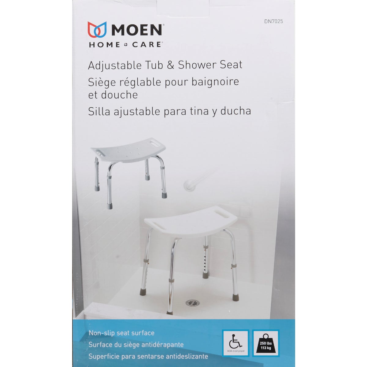 Moen Home Care 300 Lb. Capacity Shower & Tub Seat, Glacier Image 3
