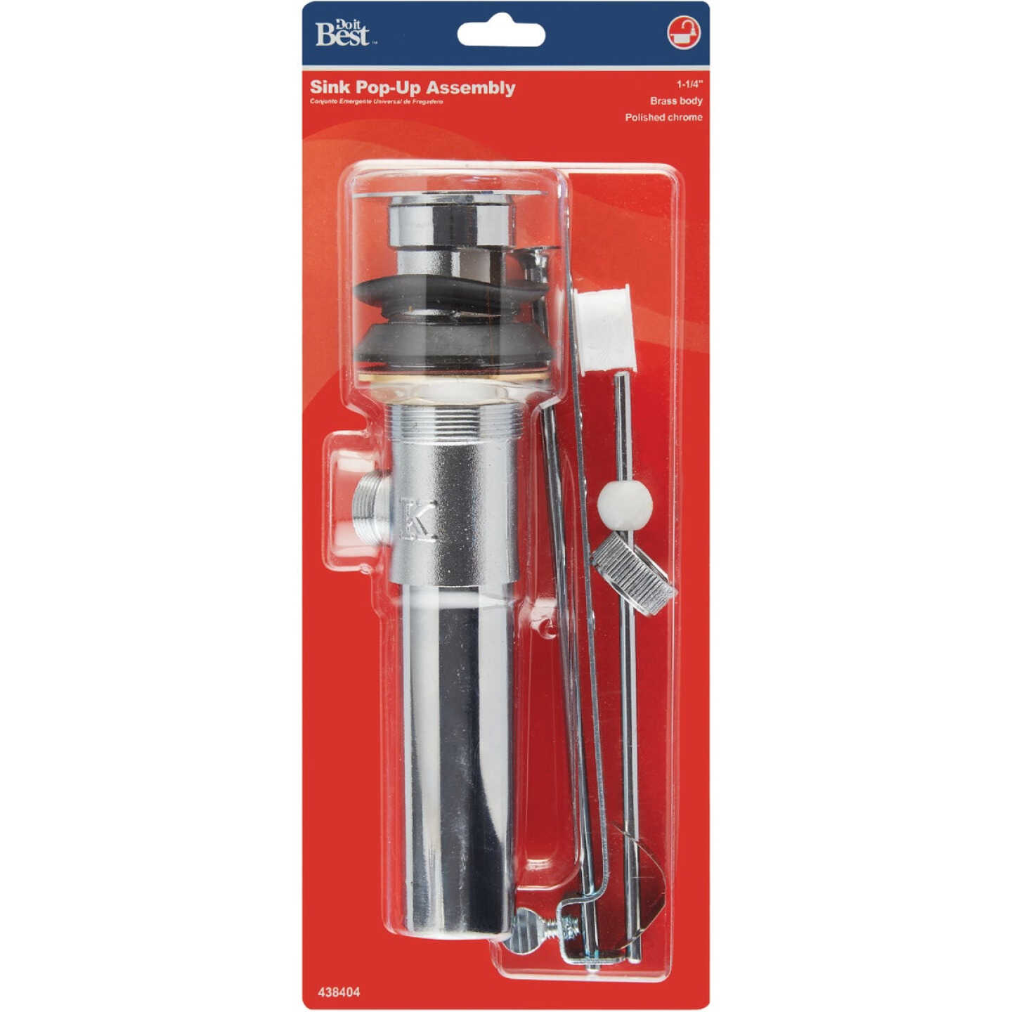 Do it Best 1-1/4 In. Polished Chrome Brass Pop-Up Assembly Image 2