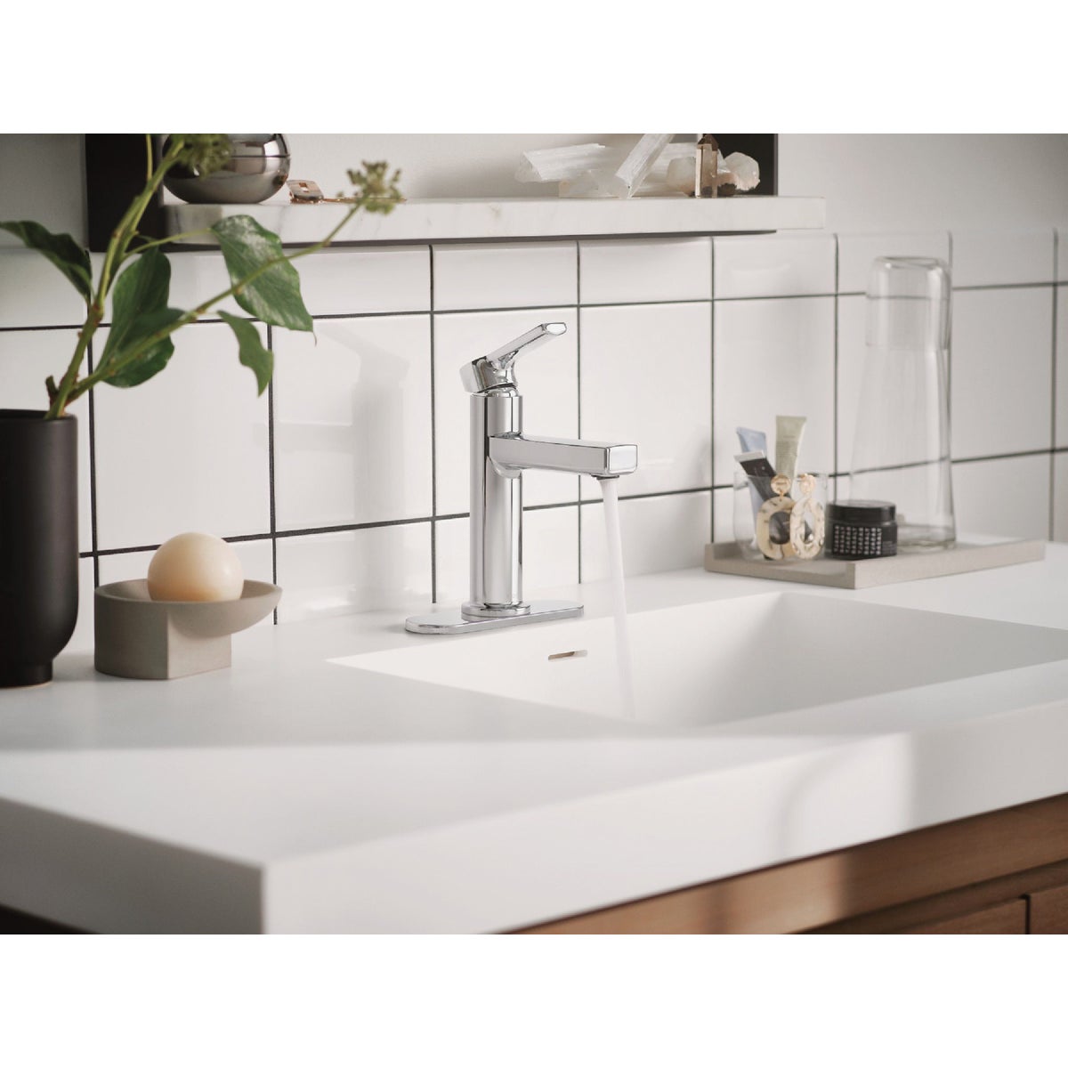 Moen Rinza 1-Handle Lever Centerset Bathroom Faucet, Chrome Image 3