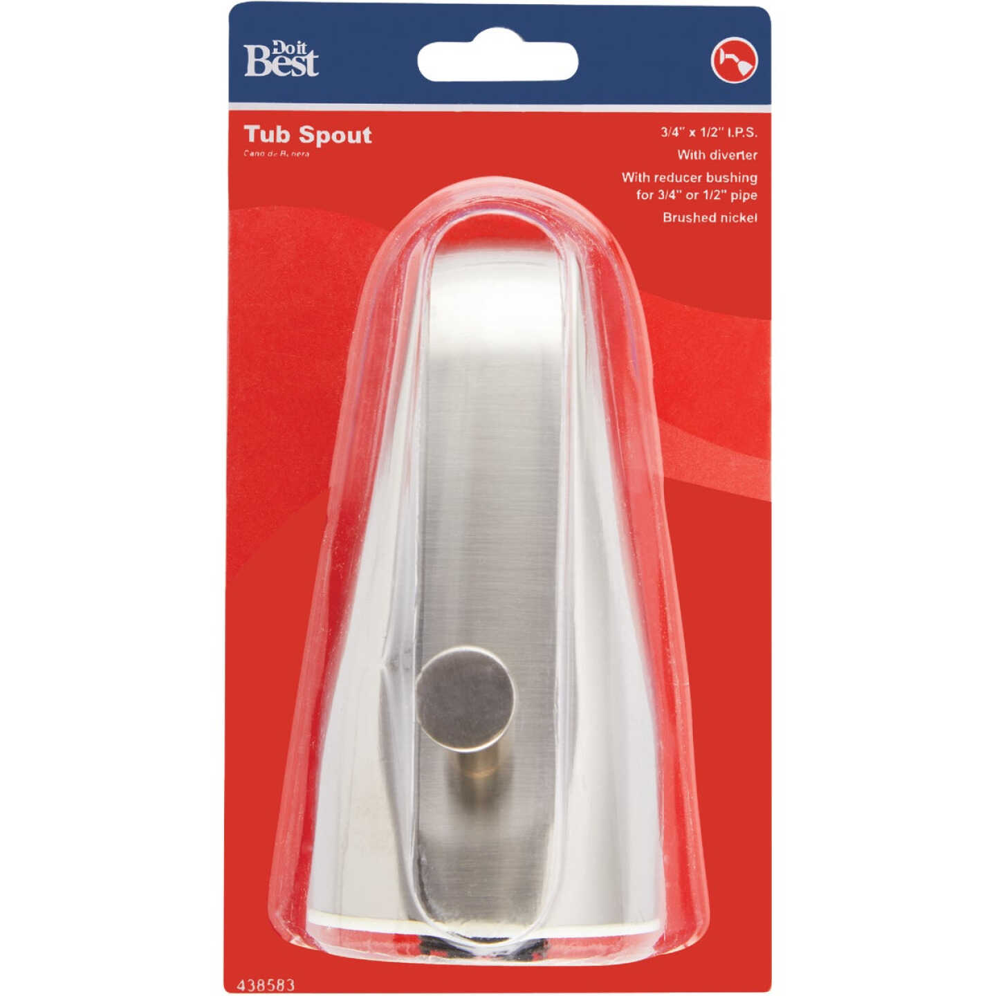 Do it Best Brushed Nickel Bathtub Spout with Diverter Image 2