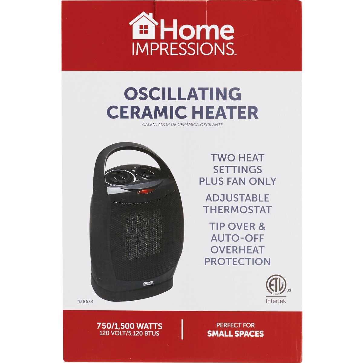 Home Impressions 1500W 120V Oscillating Ceramic Space Heater with PTC Image 2