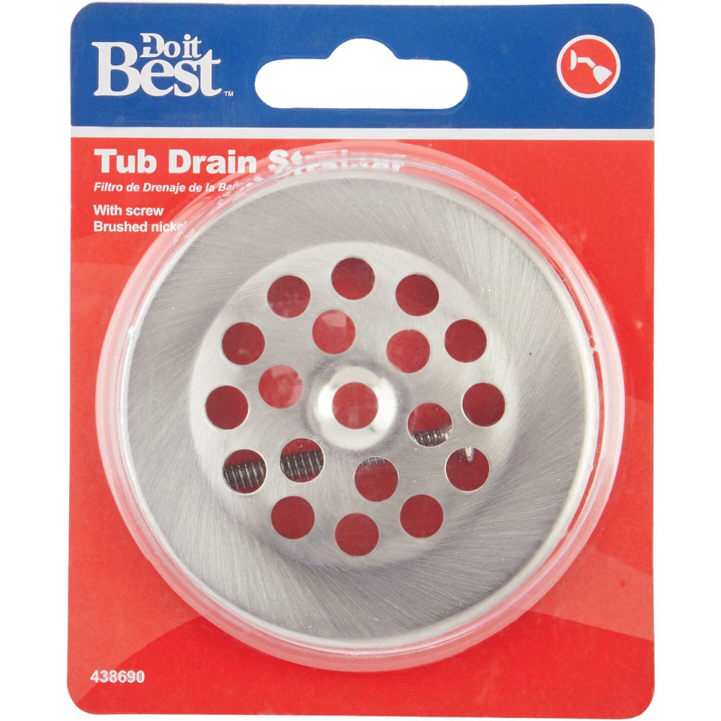 Do it Best 2 In. Dome Cover Tub Drain Strainer with Brushed Nickel Finish Image 2