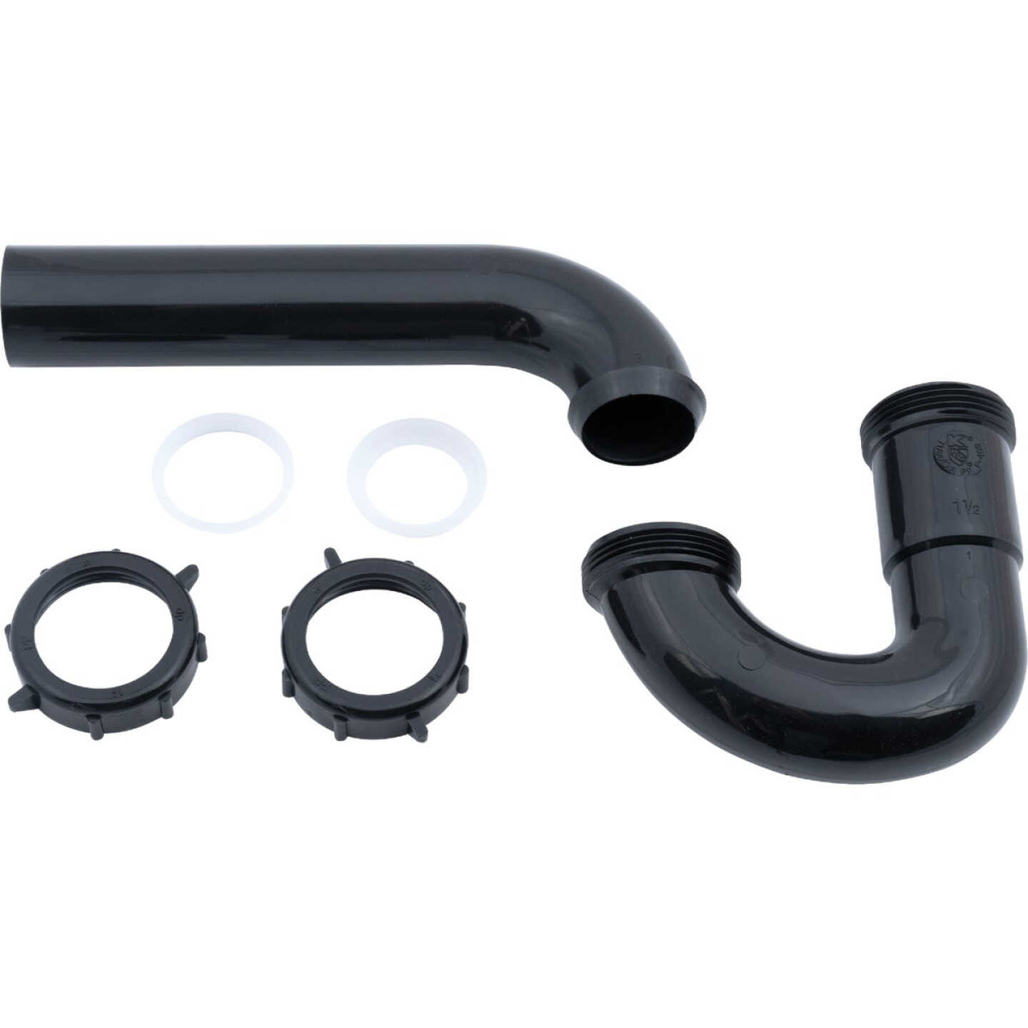 Do it Best 1-1/2 In. to 1-1/4 In. Black Plastic P-Trap with Reducer Washer Image 1