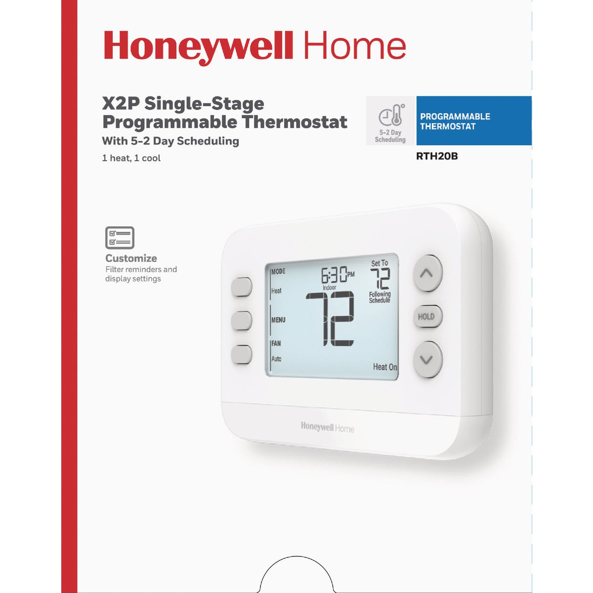 Honeywell Home X2P 5-2 Day Schedule Programmable White Digital Thermostat Image 2