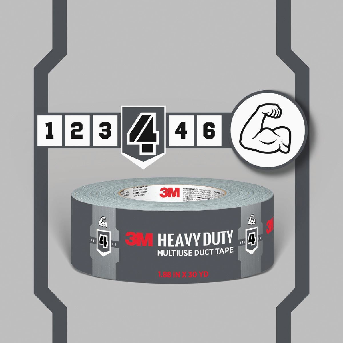 3M 1.88 In. x 20 Yd. Heavy Duty Duct Tape, Gray Image 2