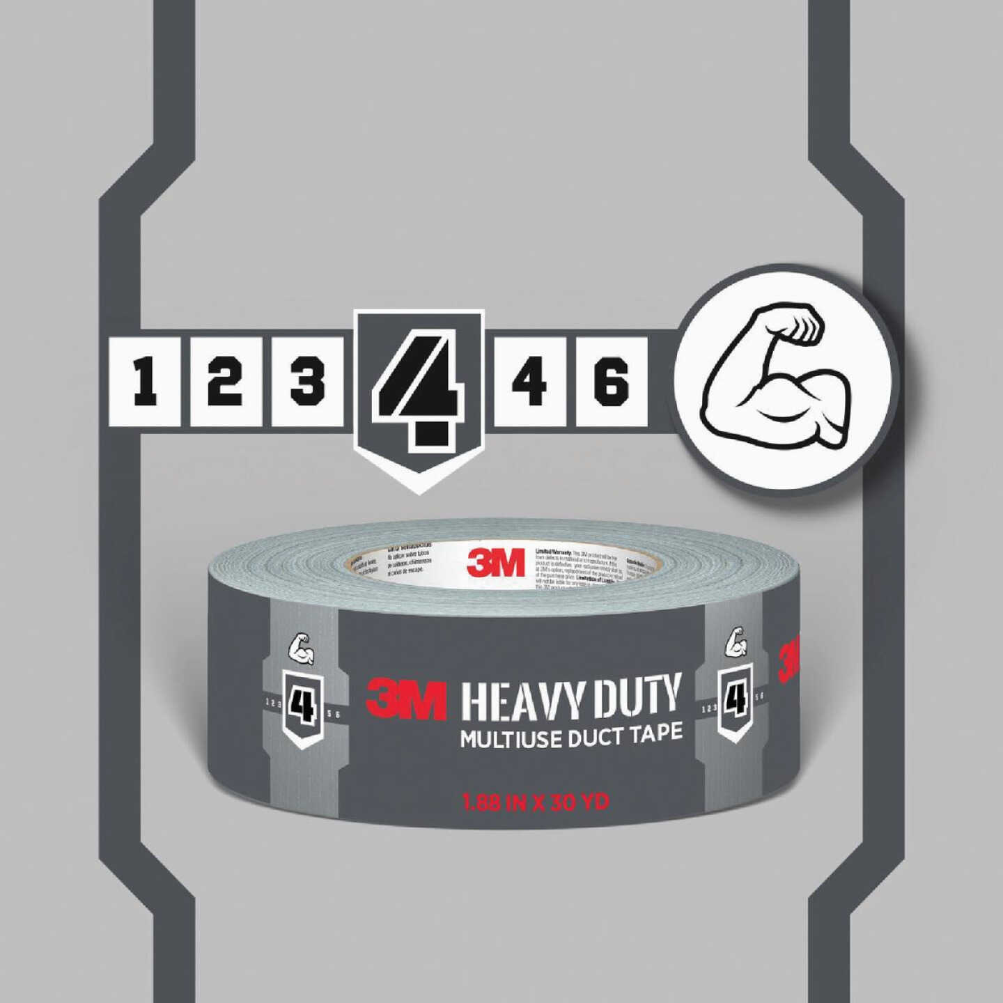 3M 1.88 In. x 20 Yd. Heavy Duty Duct Tape, Gray Image 2