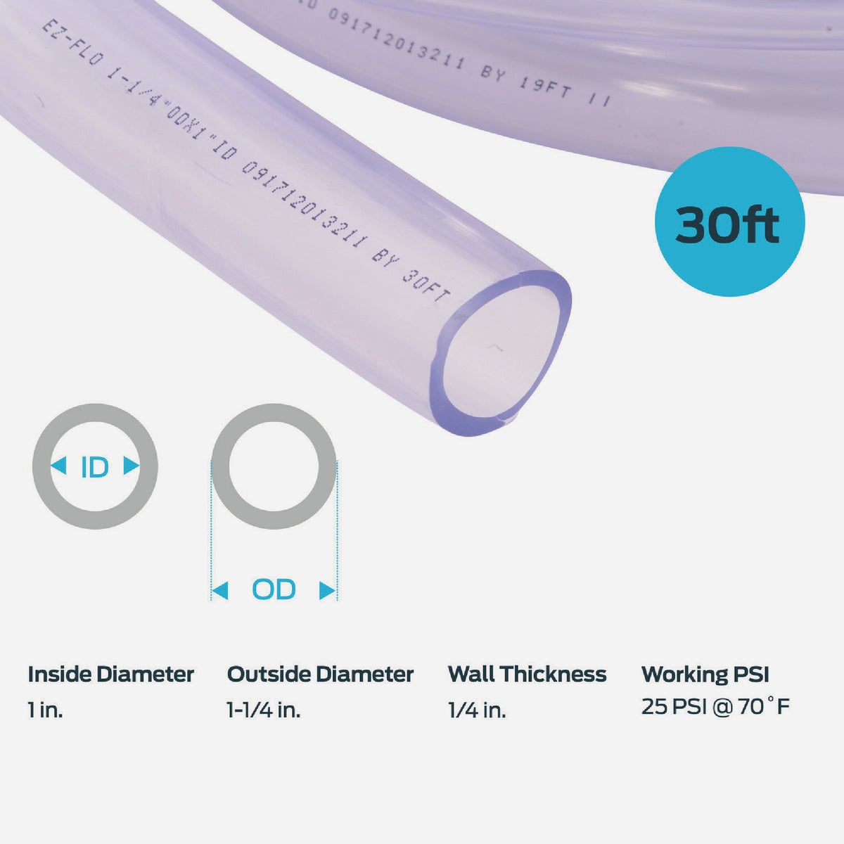Eastman EZ-Flo 30 Ft. Clear Vinyl Tubing 1 In. ID x 1-1/4 In. OD Bulk Spool Image 5