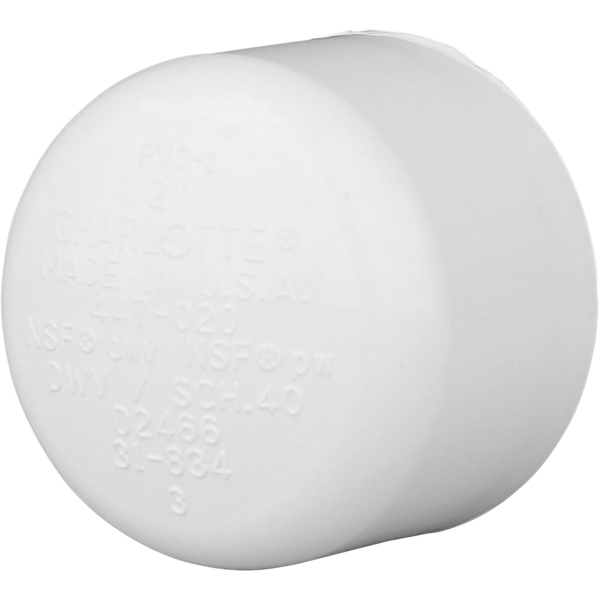 Charlotte Pipe 2 In. Schedule 40 Pressure Slip PVC Cap Image 1