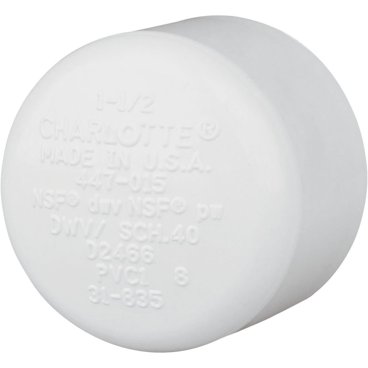 Charlotte Pipe 1-1/2 In. Schedule 40 Pressure Slip PVC Cap Image 1