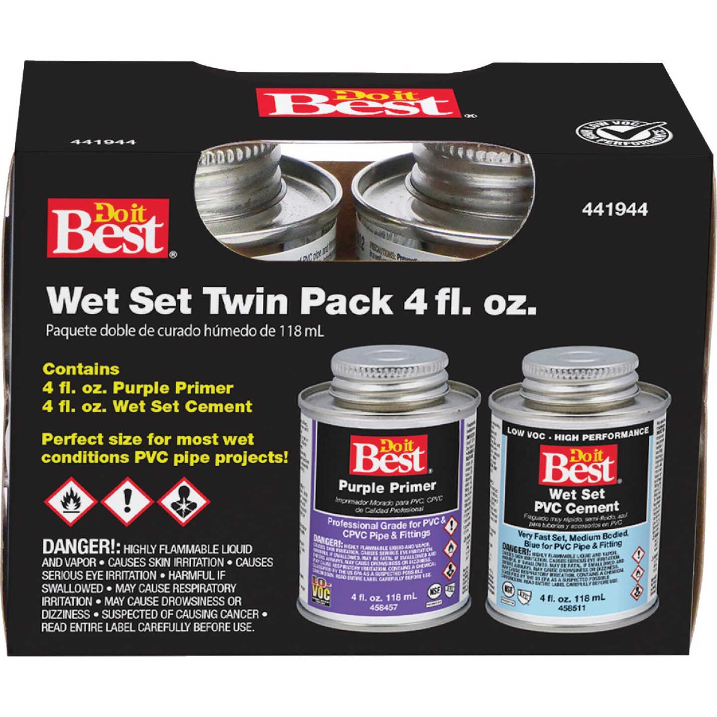 Do it Best Wet Set Purple Primer and PVC Cement Kit, (2) 4 Oz. Cans Image 1