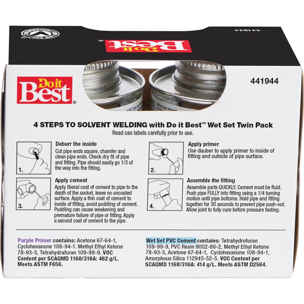 Do it Best Wet Set Purple Primer and PVC Cement Kit, (2) 4 Oz. Cans Image 2