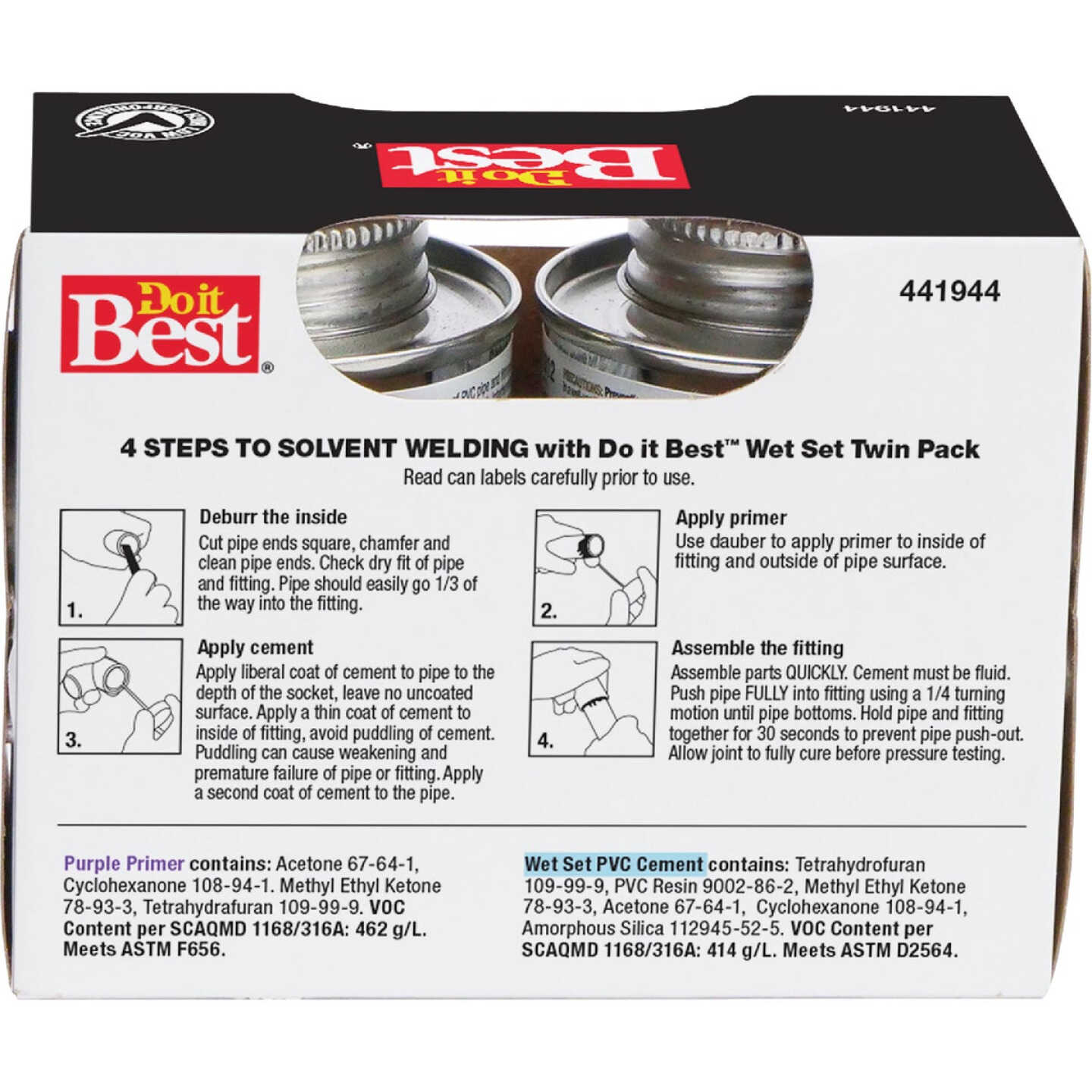 Do it Best Wet Set Purple Primer and PVC Cement Kit, (2) 4 Oz. Cans Image 2