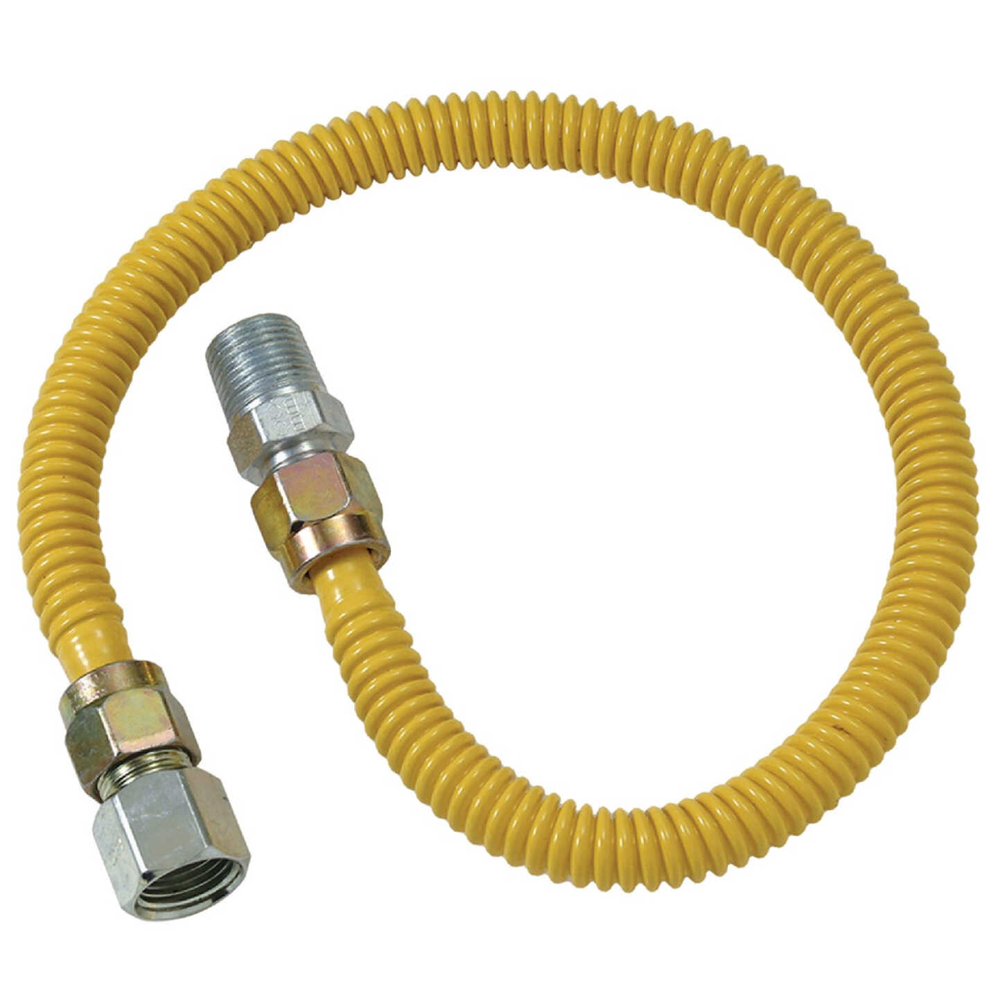 Dormont 1/2 In. OD x 60 In. Coated Stainless Steel Gas Connector, 1/2 In. FIP x 1/2 In. MIP (Tapped 3/8 In. FIP) Image 1