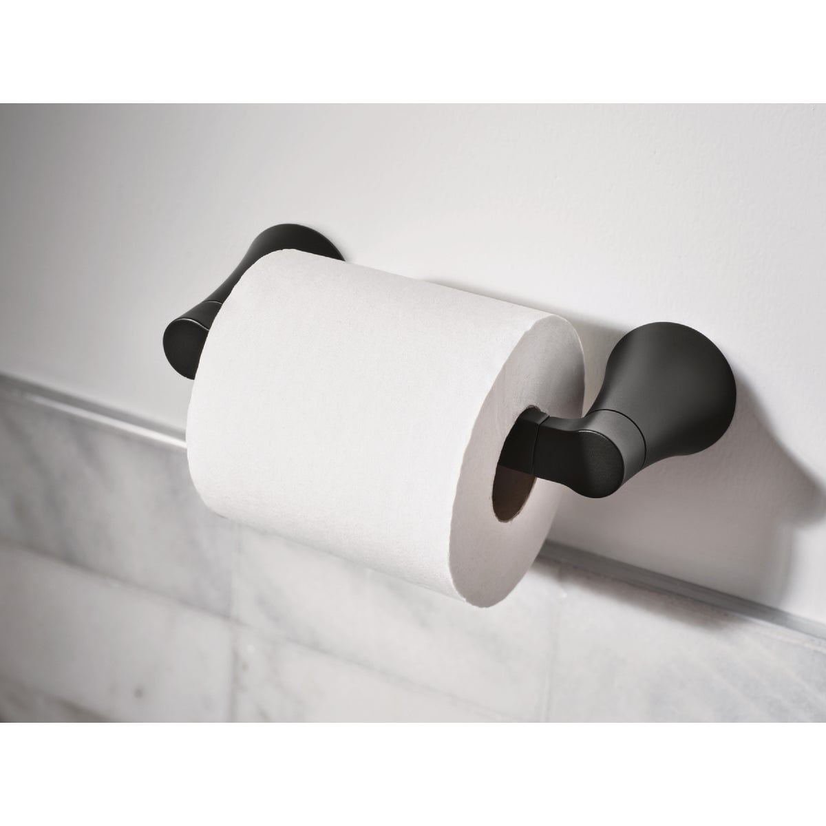 Moen Mikah Wall Mount Pivoting Paper Holder, Matte Black Image 2