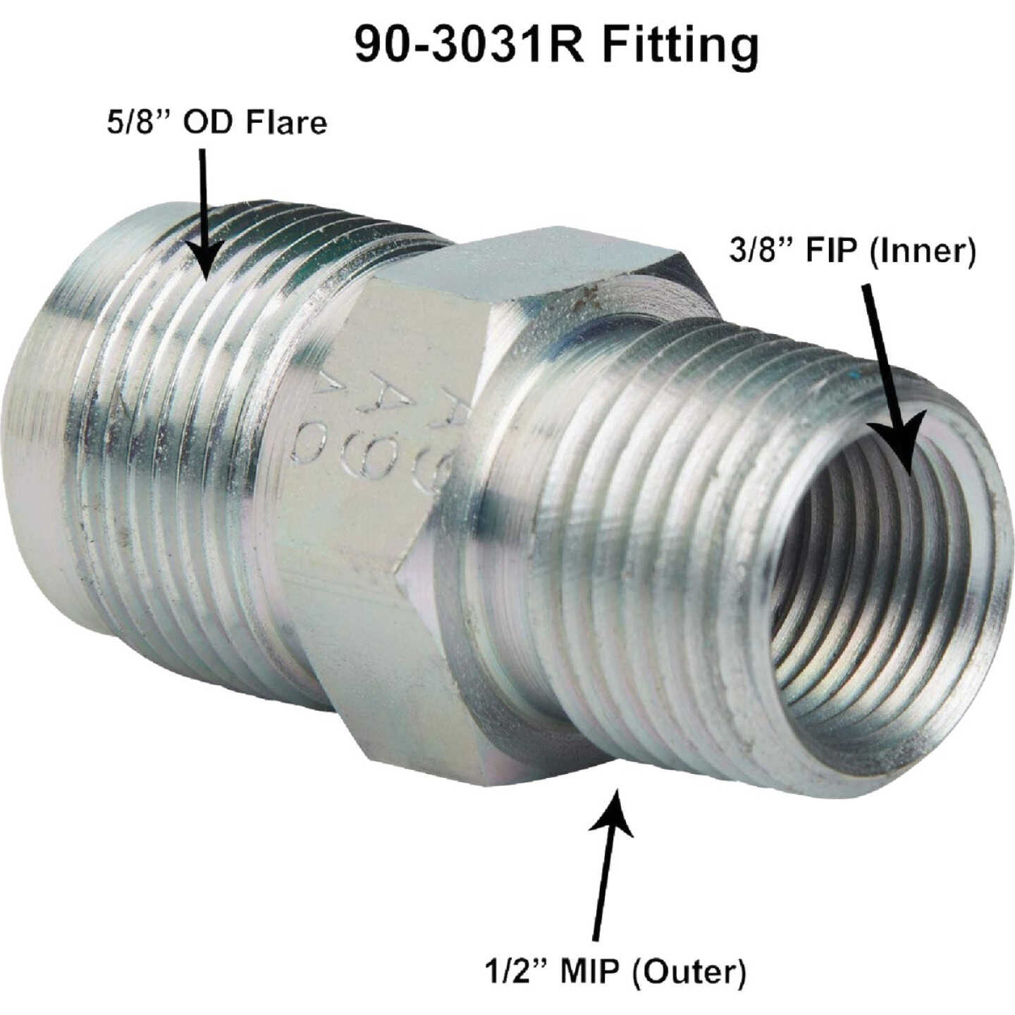 Dormont 5/8 In. OD Flare x 1/2 In. MIP (tapped 3/8 In. FIP) Zinc-Plated Carbon Steel Adapter Gas Fitting Image 1