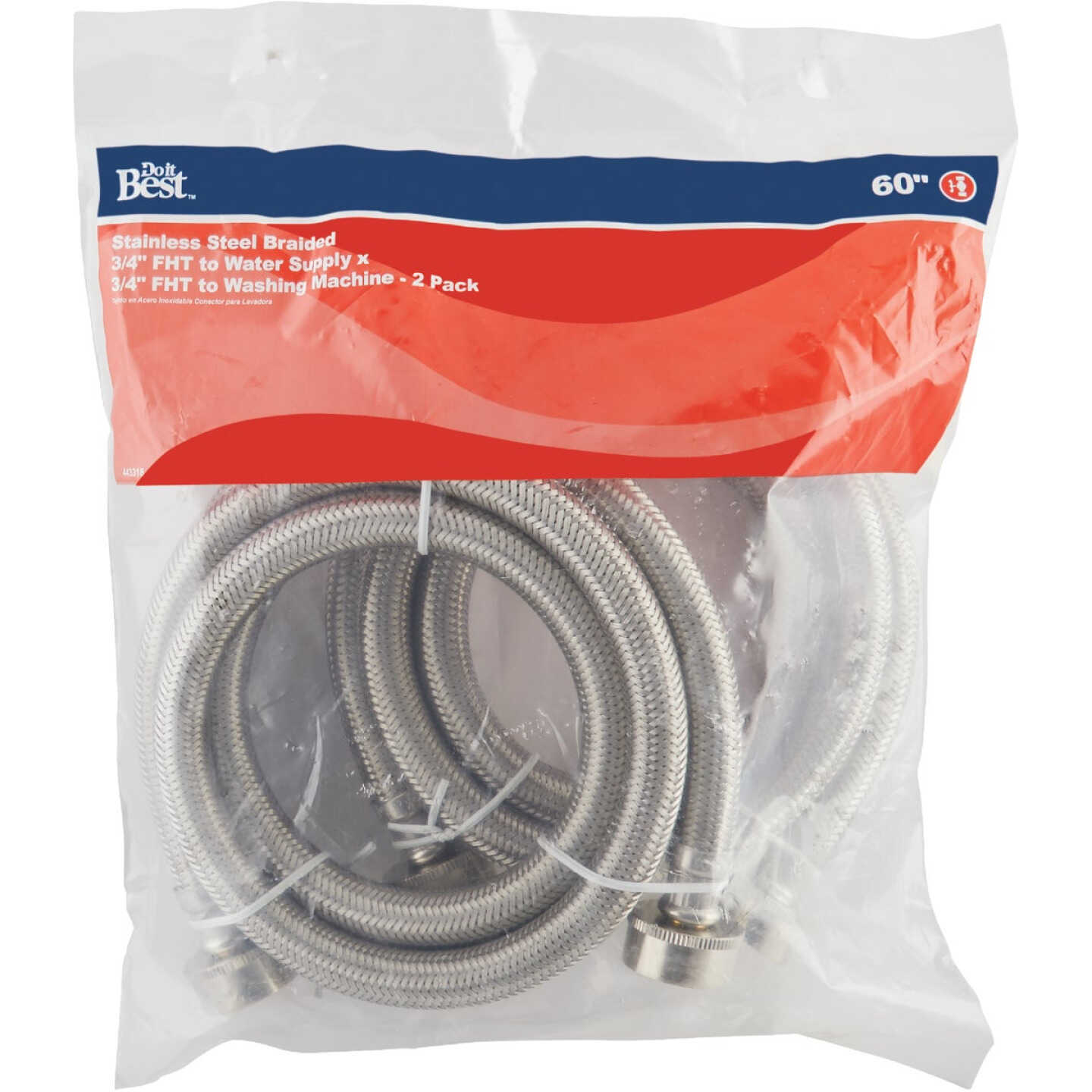 ProLine 3/4 In. FHT x 3/4 In. FHT x 60 In. Braided Stainless Steel Washing Machine Connector - Dual Pack Image 2