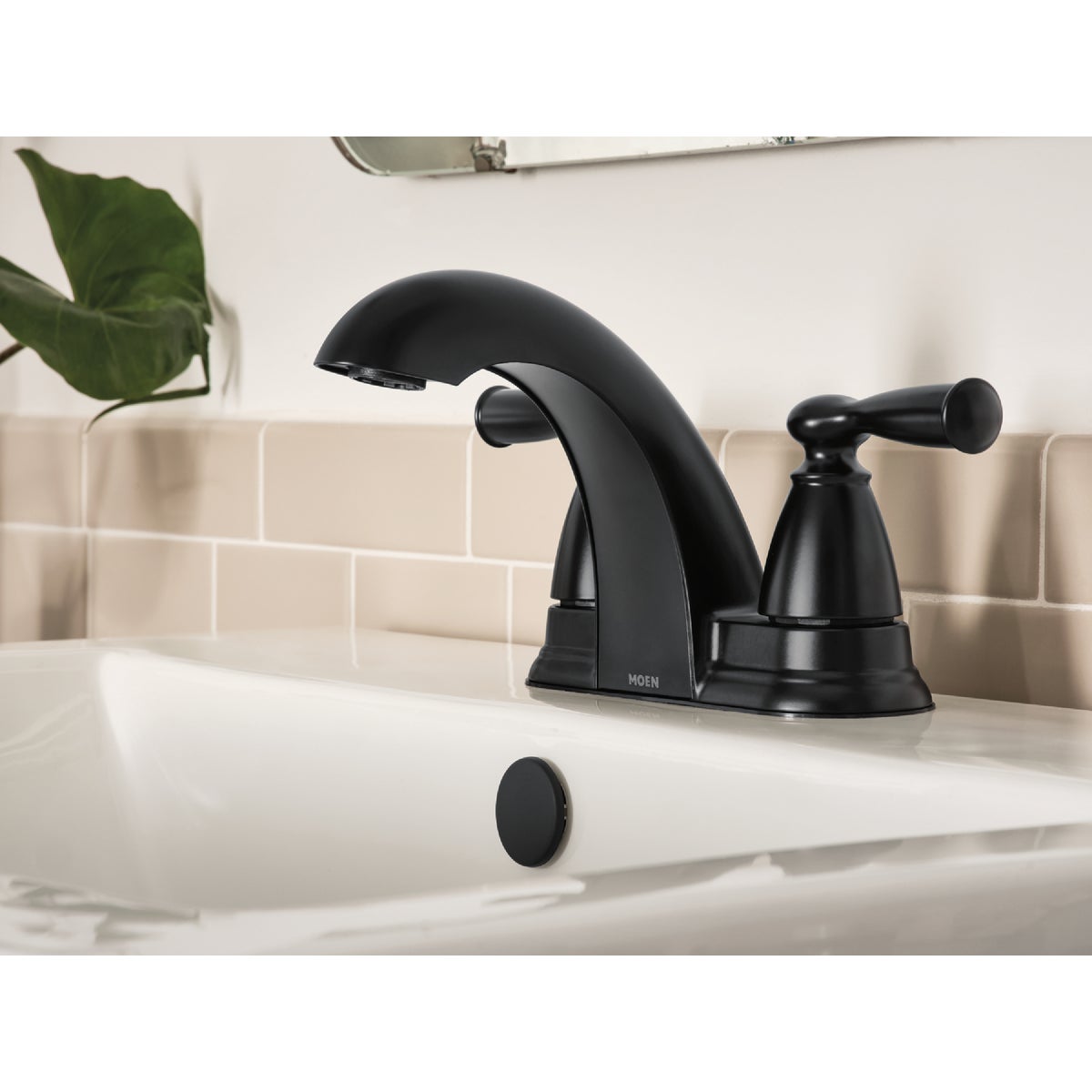 Moen Banbury 2-Handle Lever Low Arc Centerset Bathroom Faucet, Matte Black Image 2