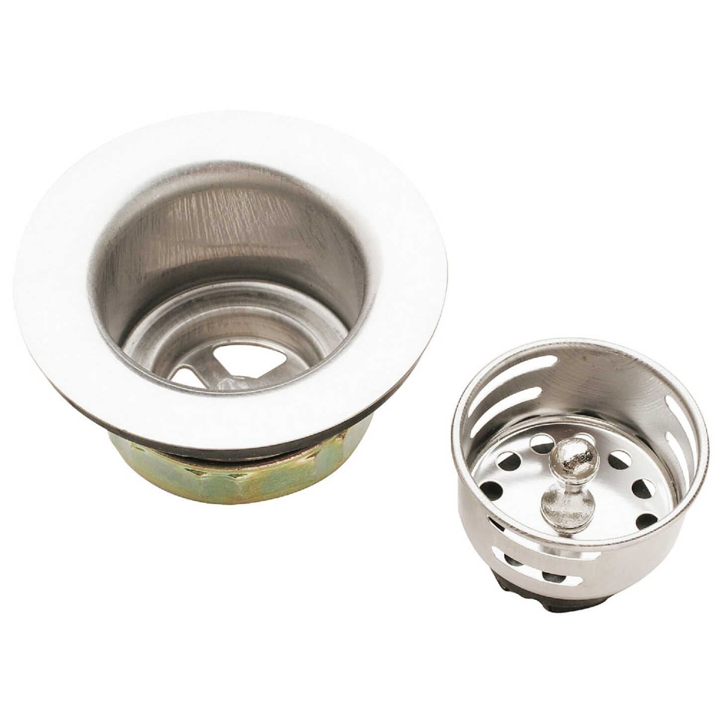 Keeney 2 In. to 2-1/2 In. Jr. Duo Stainless Steel Bar Sink Basket Strainer Assembly Image 1