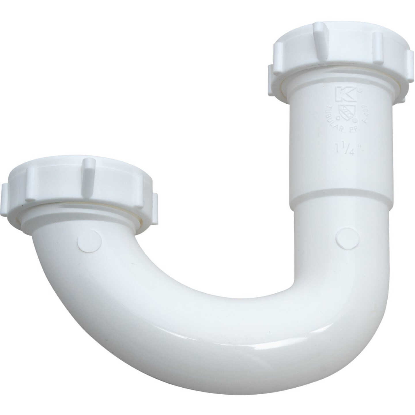 Keeney 1-1/4" White Plastic J-Bend, Heavy Duty Washer Image 1