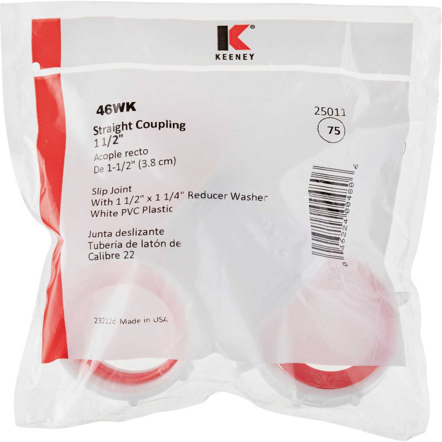 Keeney 1-1/2 In. White Polypropylene Straight Extension Coupling Image 3