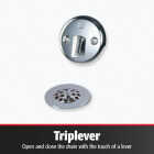 Keeney Black Plastic Trip Lever Bath Drain with Polished Chrome Trim and Strainer & Dome Grid Image 2