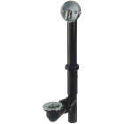 Keeney Black Plastic Trip Lever Bath Drain with Polished Chrome Trim and Strainer & Dome Grid Image 6
