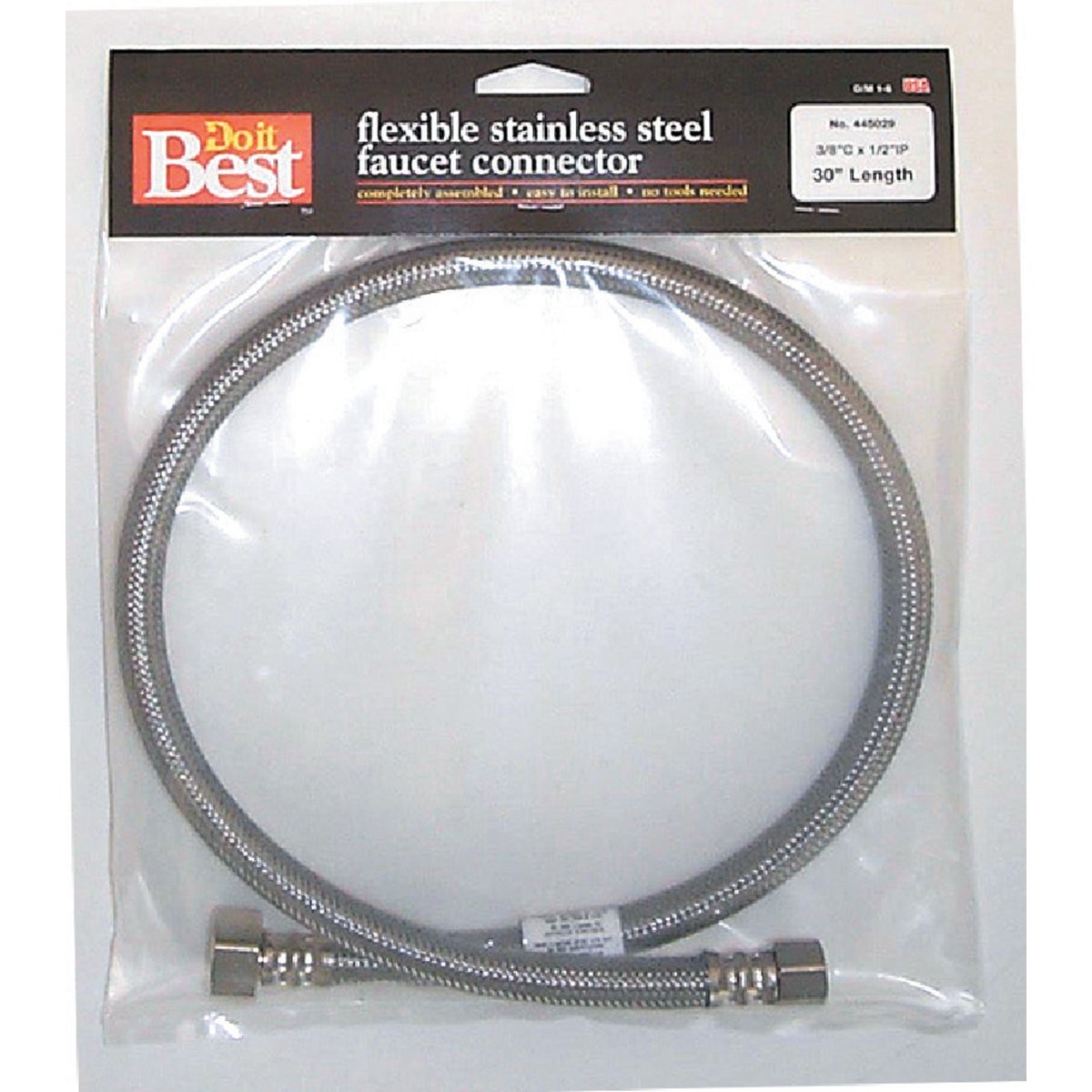 Do it Best 3/8 In. C X 1/2 In. F X 30 In. L. Braided Stainless Steel Faucet Supply Line Image 1
