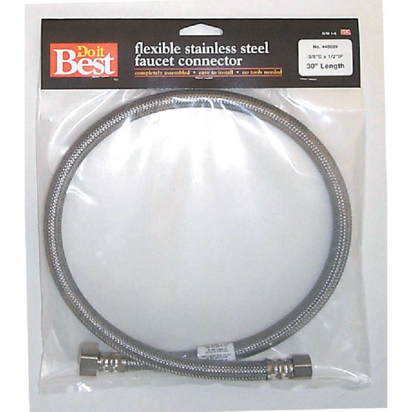 Do it Best 3/8 In. C X 1/2 In. F X 30 In. L. Braided Stainless Steel Faucet Supply Line Image 1