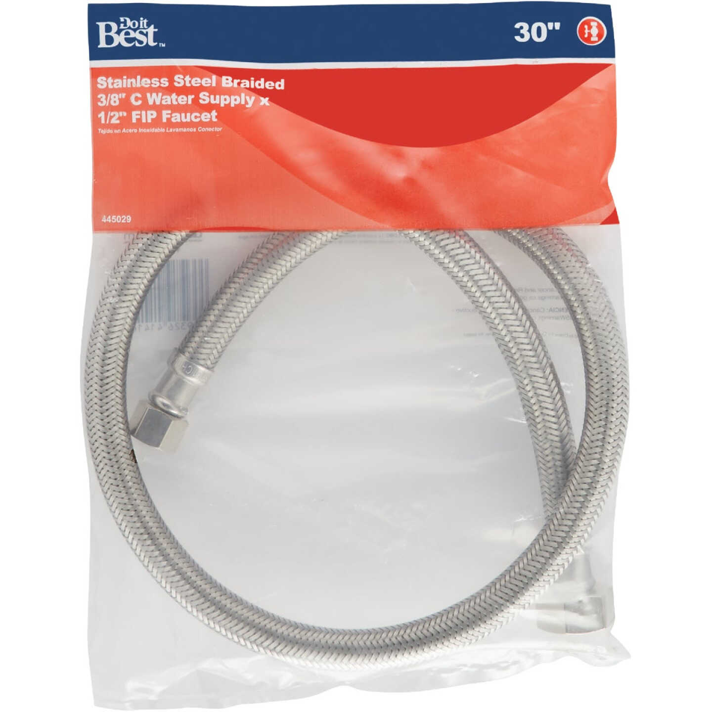 Do it Best 3/8 In. C X 1/2 In. F X 30 In. L. Braided Stainless Steel Faucet Supply Line Image 2