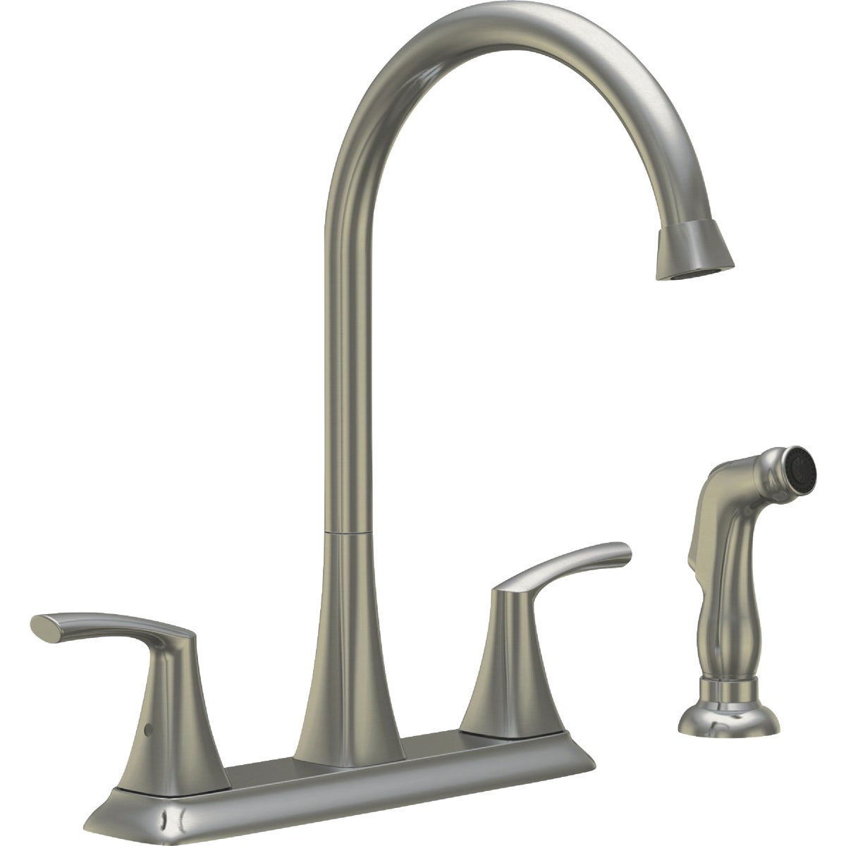 Compass Manufacturing 5279BN-WS Brookfield 2-Handle Brushed Nickel Hi Rise Kitchen Faucet With Spray