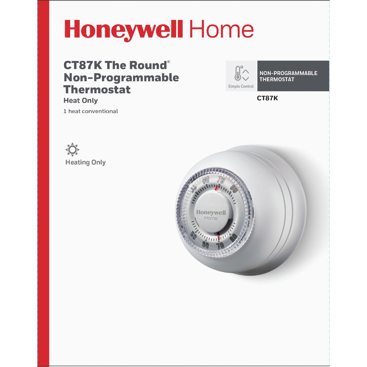 Honeywell Home Heat Only Off White Round Wall Thermostat Image 2